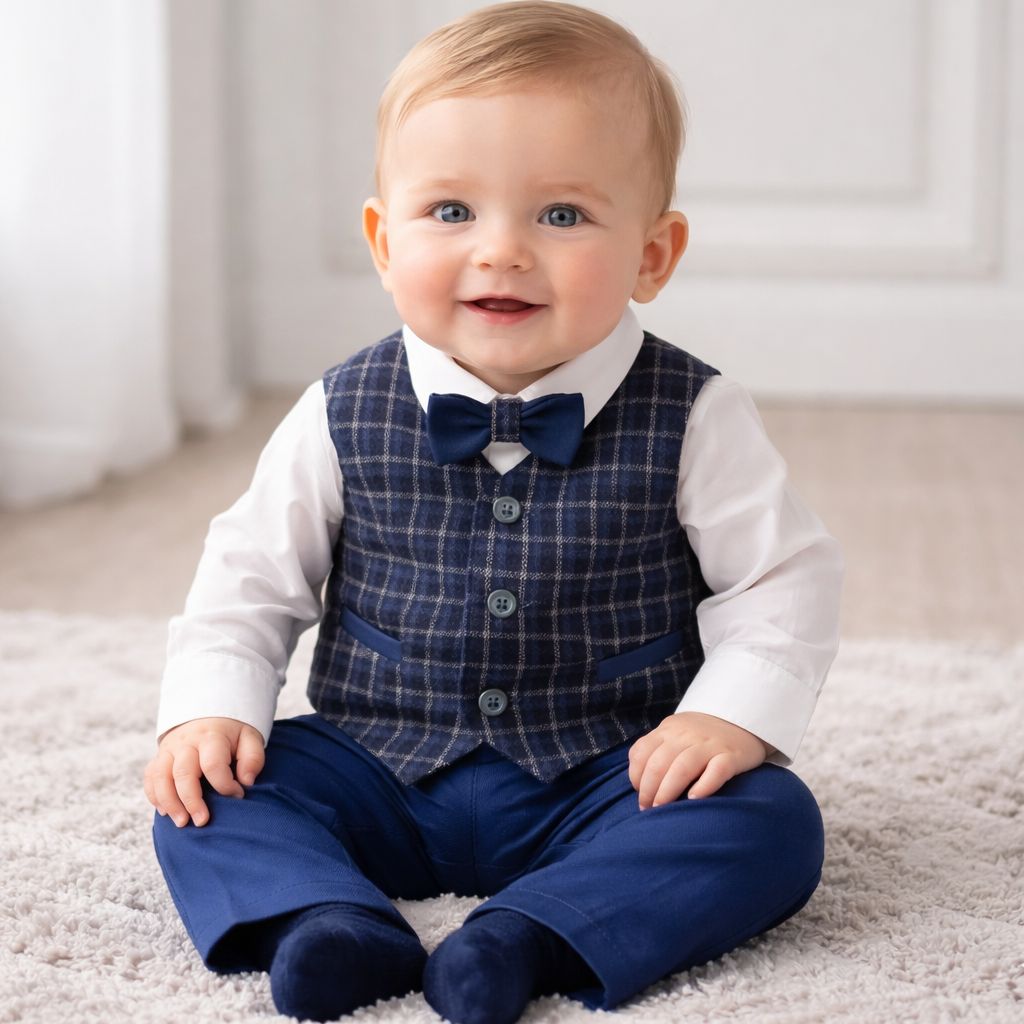 COMPLETO ELEGANTE BLU CON GILET E PAPILLON I DELFI