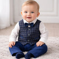 COMPLETO ELEGANTE BLU CON GILET E PAPILLON I DELFI