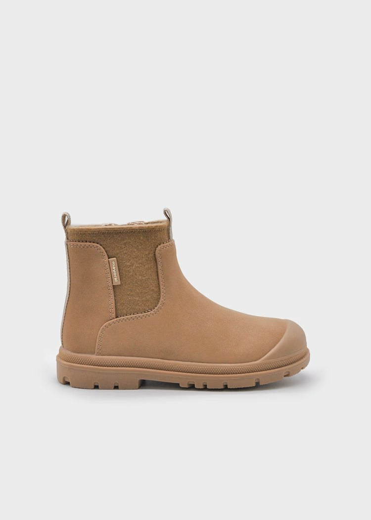 STIVALETTO TRACK BEIGE IN PELLE, CON SUOLA IN GOMMA E ZIP LATERALE