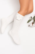 CALZINO AVORIO CON FIORE AD UNCINETTO