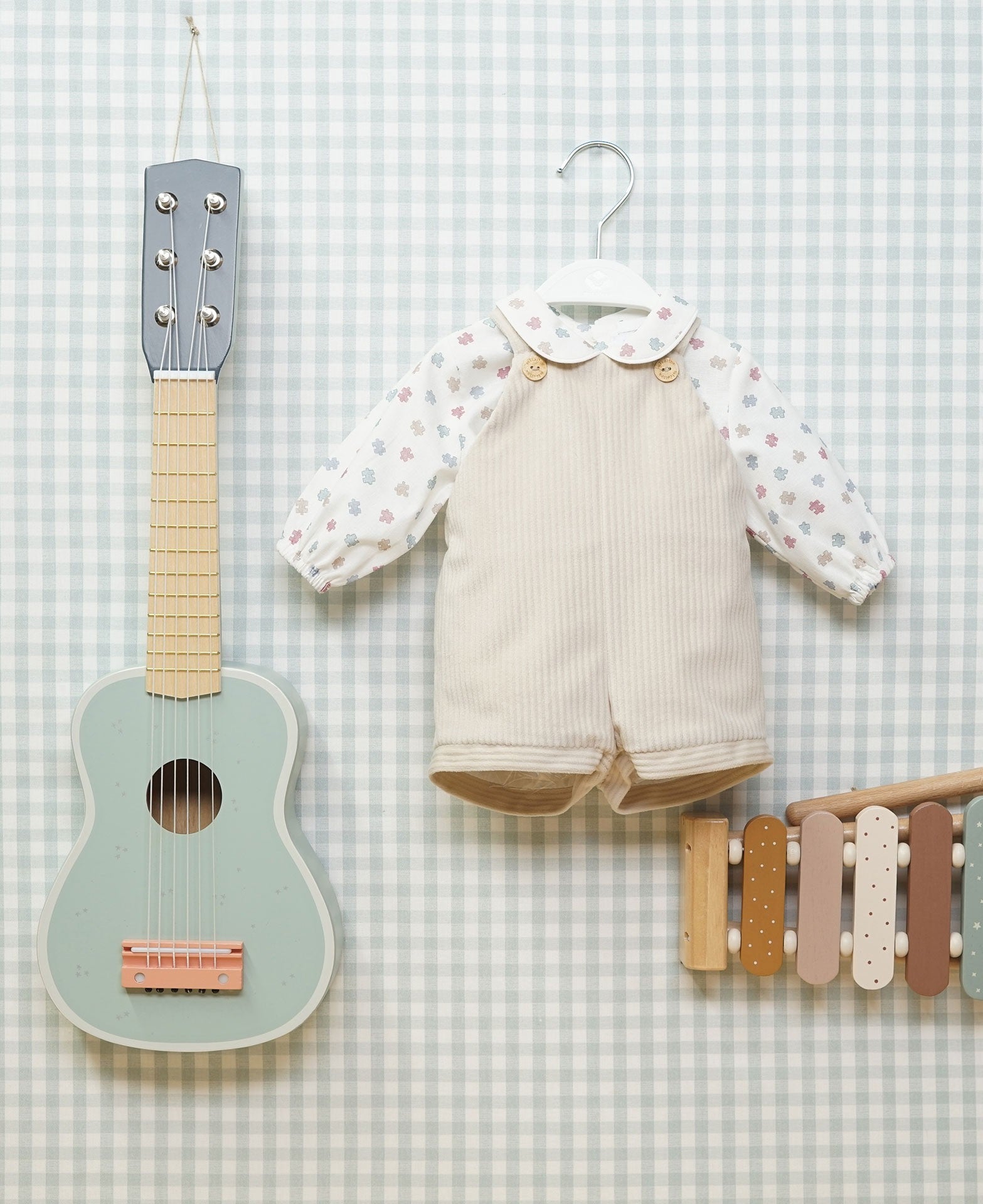 SALOPETTE A COSTINE BEIGE CON CAMICINO PUZZLE