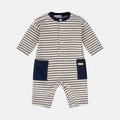TUTINA IN MAGLIA A RIGHE BEIGE E BLU
