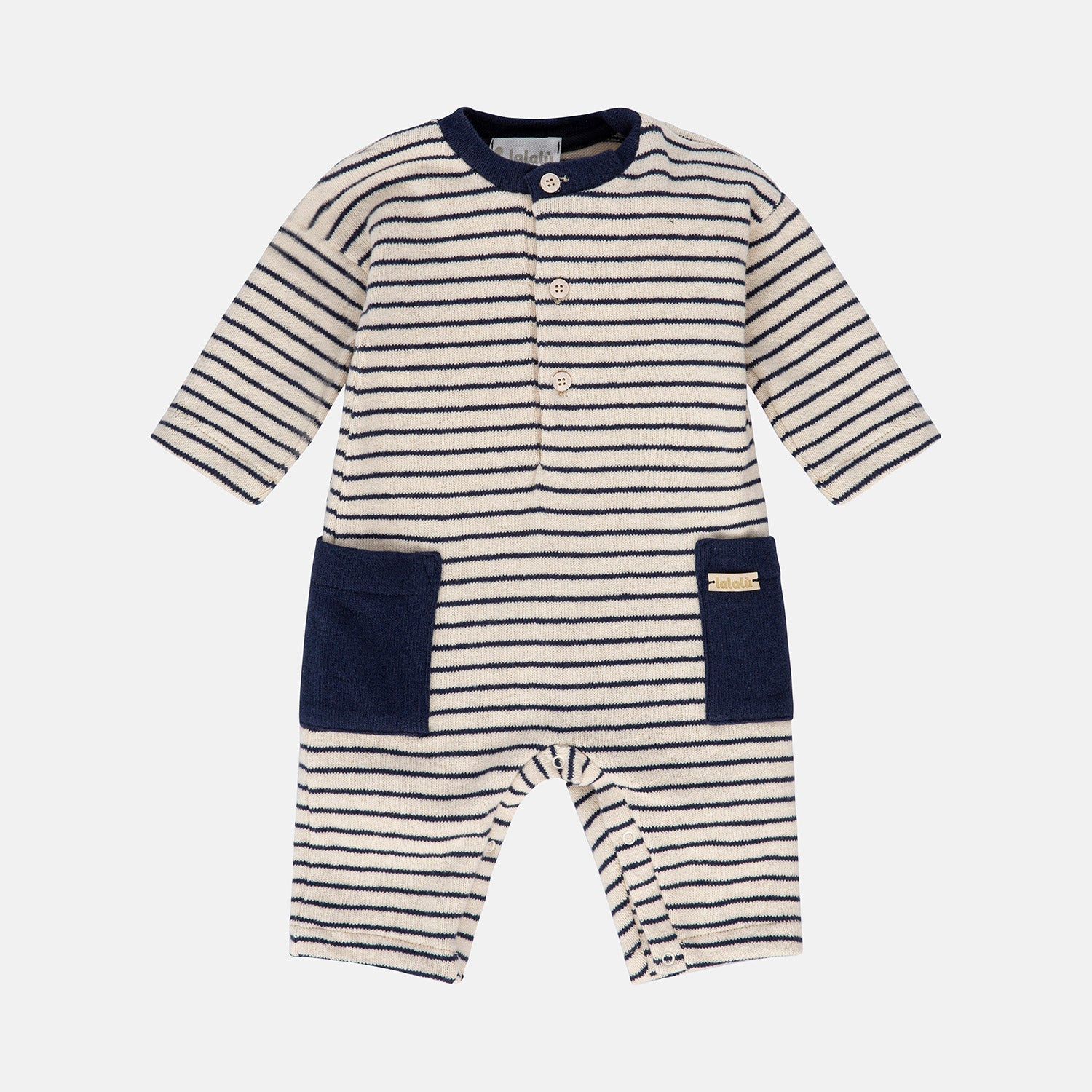 TUTINA IN MAGLIA A RIGHE BEIGE E BLU