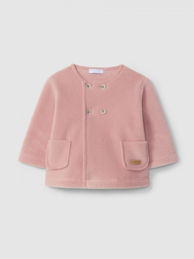 GIACCA ROSA IN PILE CON TASCHE