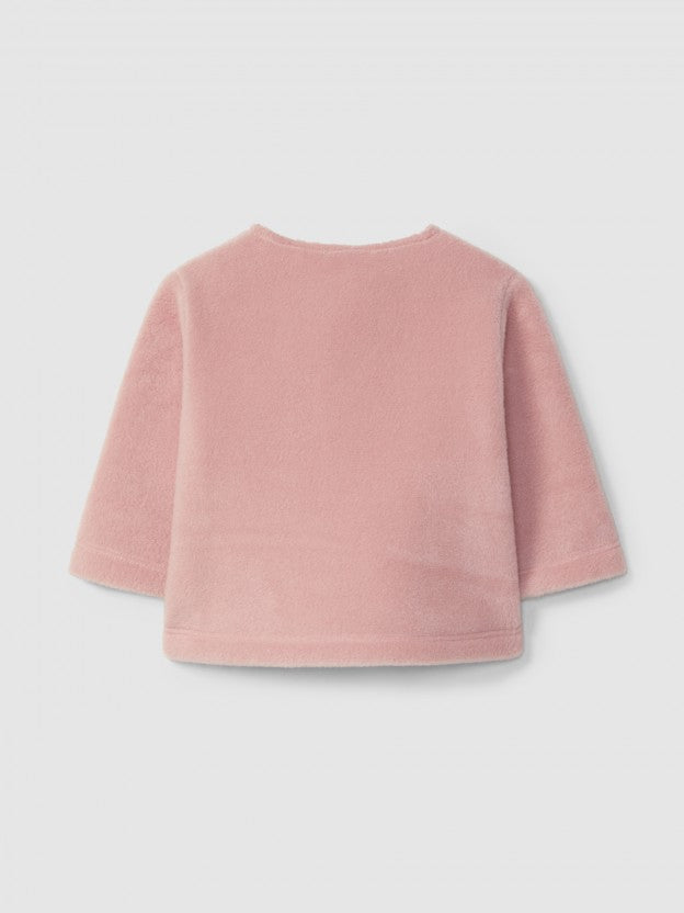 GIACCA ROSA IN PILE CON TASCHE