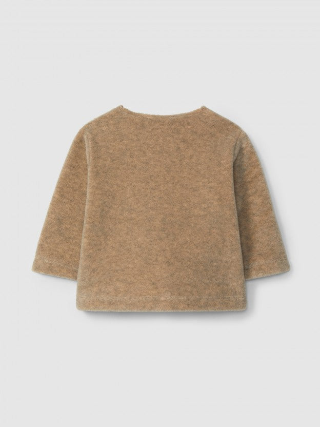 GIACCA DARK BEIGE  IN PILE CON TASCHE