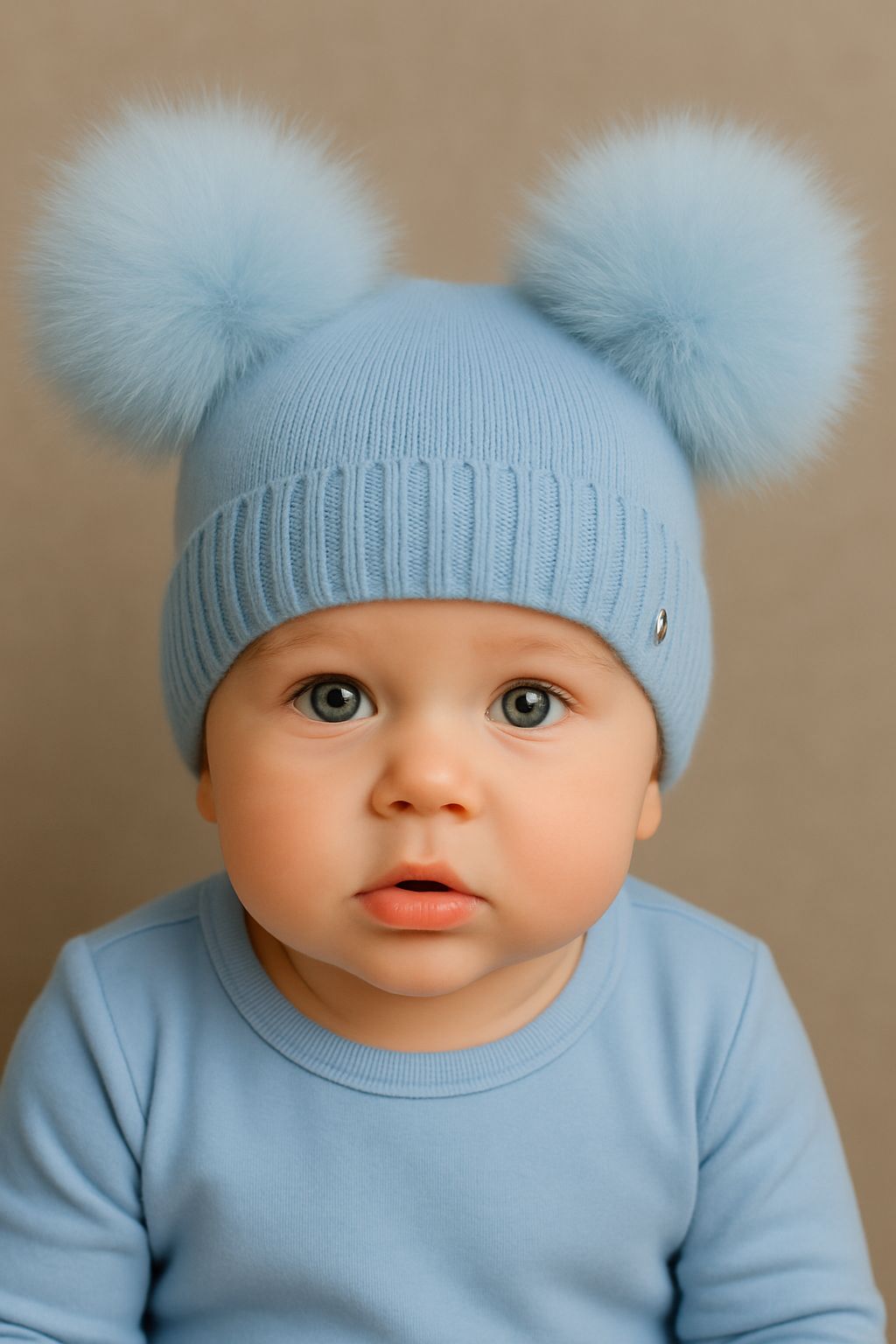 CAPPELLINO CIELO DOPPIO POMPON