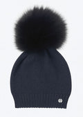 CAPPELLO BLU CON POMPON
