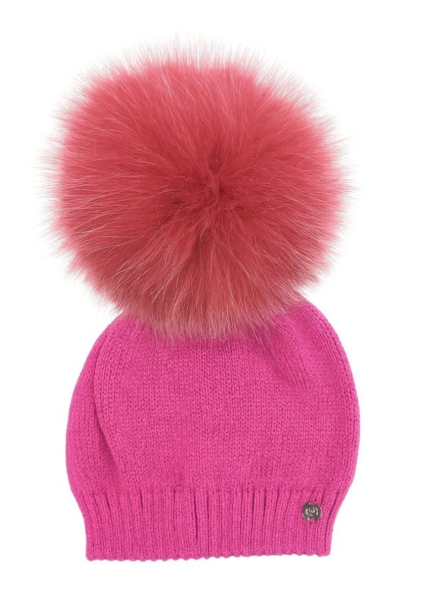 CAPPELLO FUXIA CON POMPON