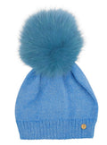 CAPPELLO AZZURRO CON POMPON