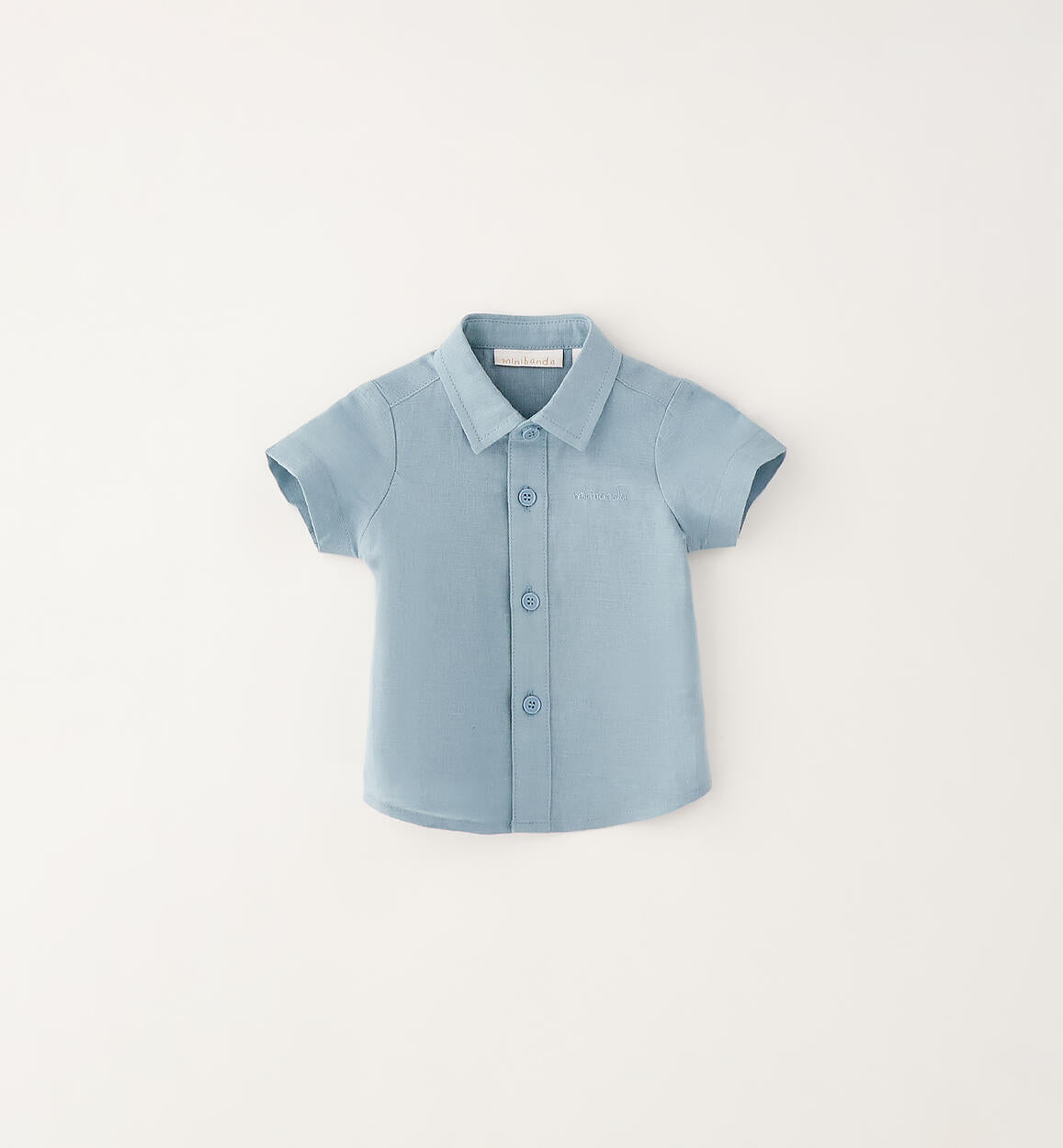 CAMICIA MEZZA MANICA VERDE ACQUA IN LINO E COTONE
