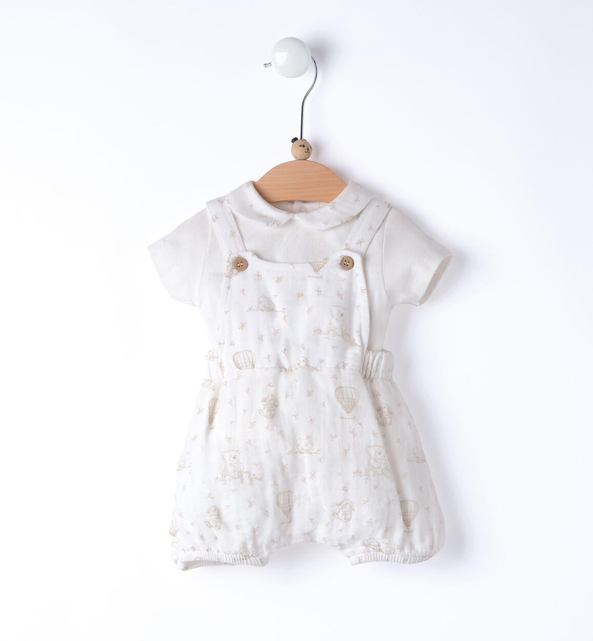 SALOPETTE IN MUSSOLA E T-SHIRT CON COLLETTO FANTASY