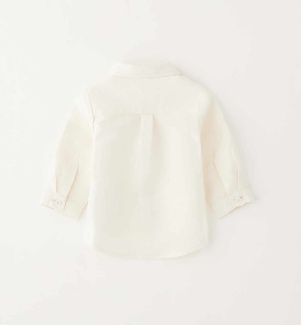 CAMICIA LATTE IN LINO E COTONE