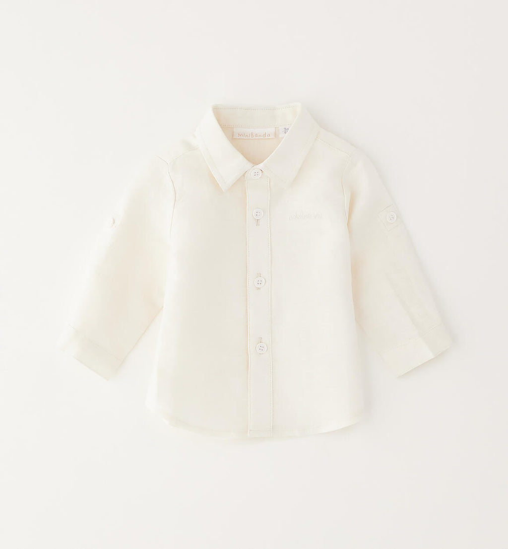CAMICIA LATTE IN LINO E COTONE