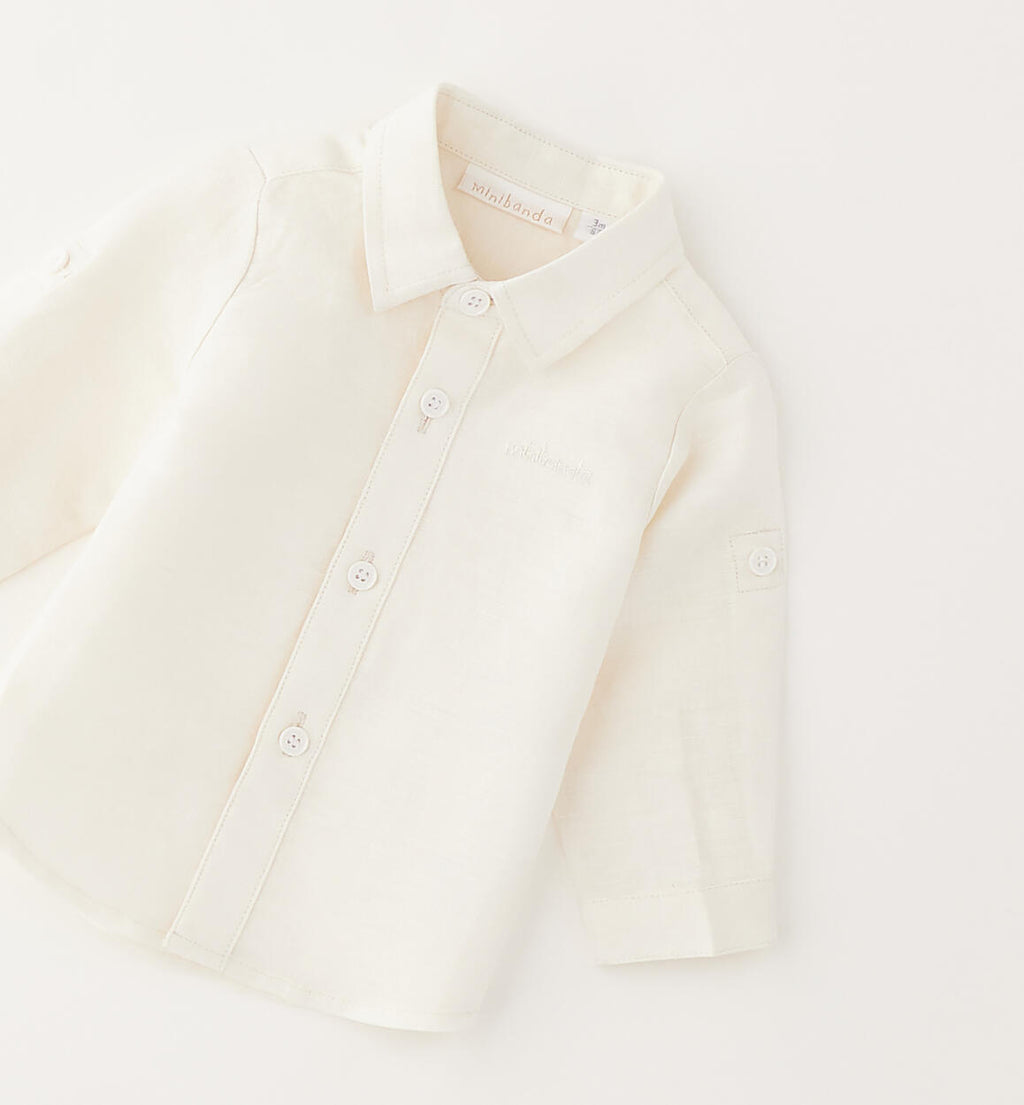 CAMICIA LATTE IN LINO E COTONE