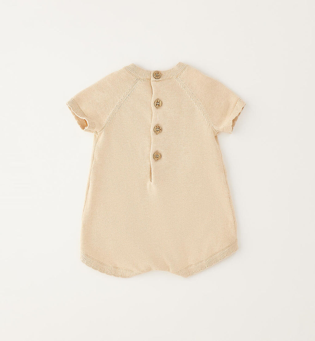 PAGIACCETTO IN MAGLIA CON TEDDY IN RILIEVO CREMA