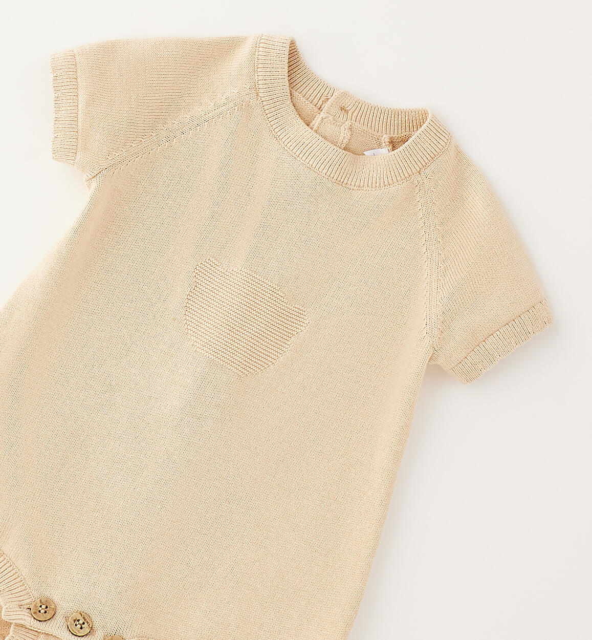 PAGIACCETTO IN MAGLIA CON TEDDY IN RILIEVO CREMA