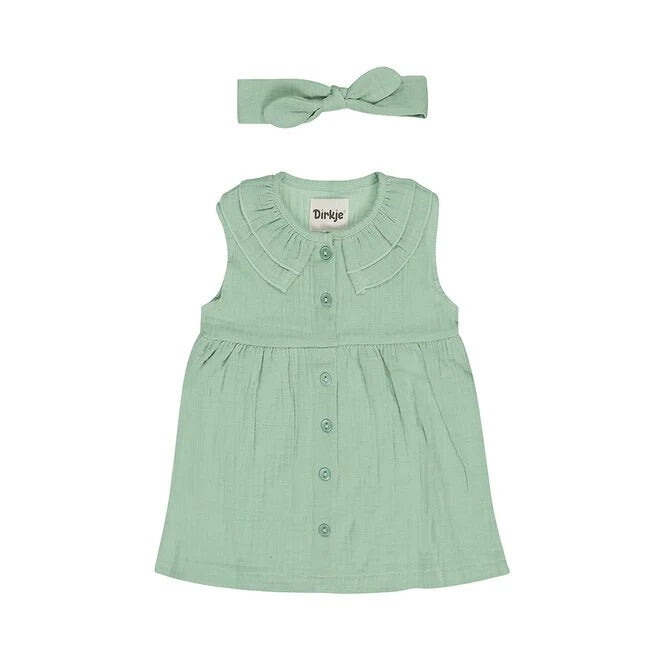 ABITINO VERDE ACQUA IN MUSSOLA CON FASCIA