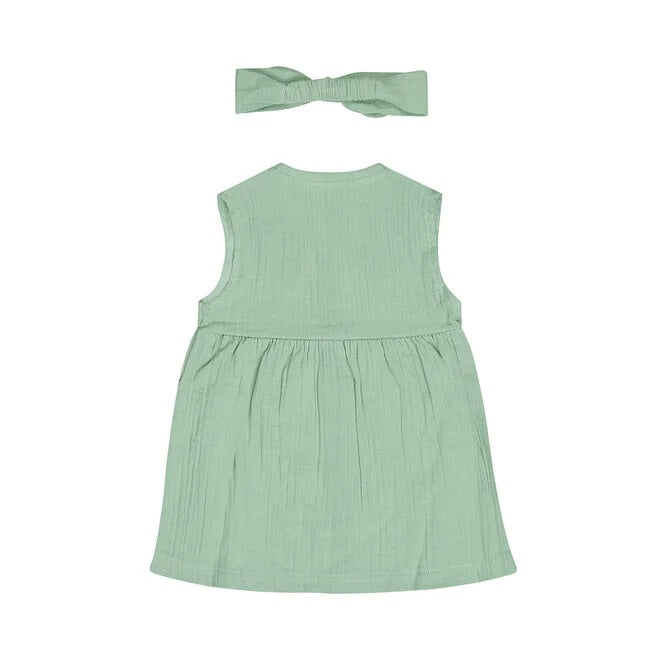 ABITINO VERDE ACQUA IN MUSSOLA CON FASCIA