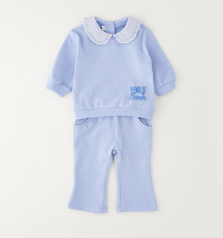 COMPLETO FELPA E PANTALONE A ZAMPA CELESTE