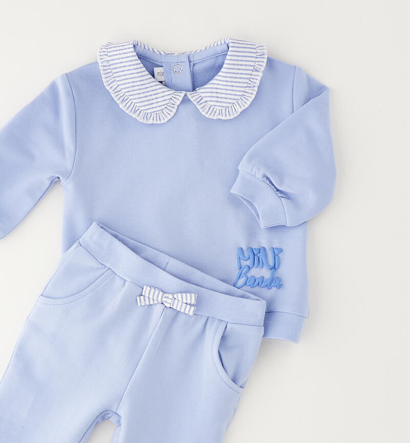 COMPLETO FELPA E PANTALONE A ZAMPA CELESTE
