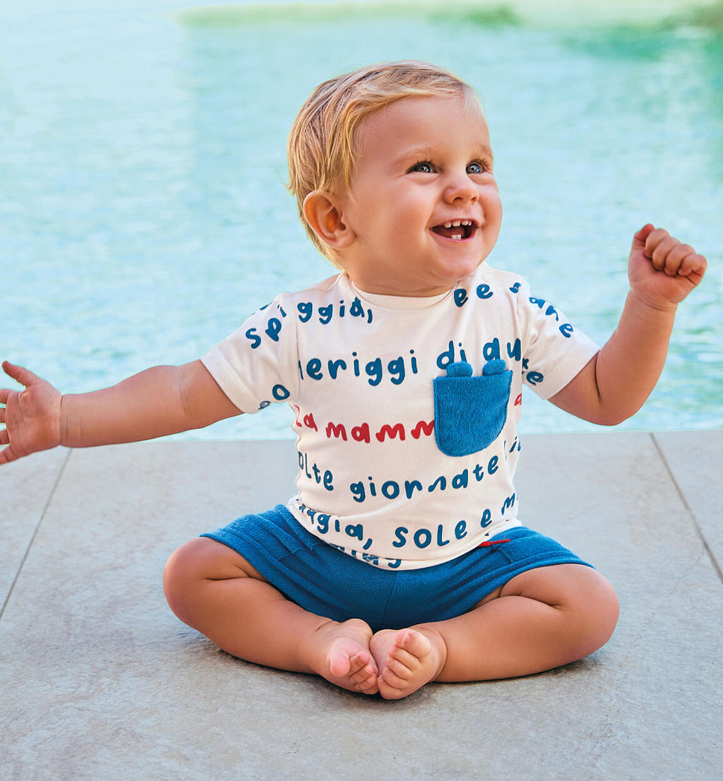 COMPLETINO  BLU CON T-SHIRT SCRITTE