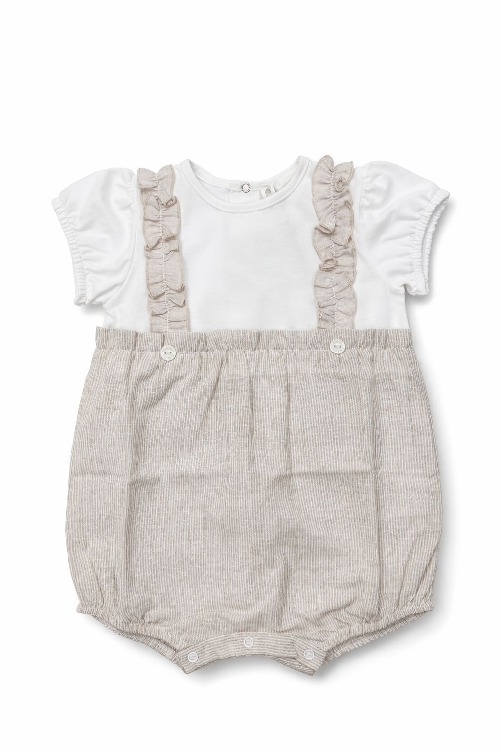 PAGLIACCETTO A RIGHE BEIGE CON BRETELLE