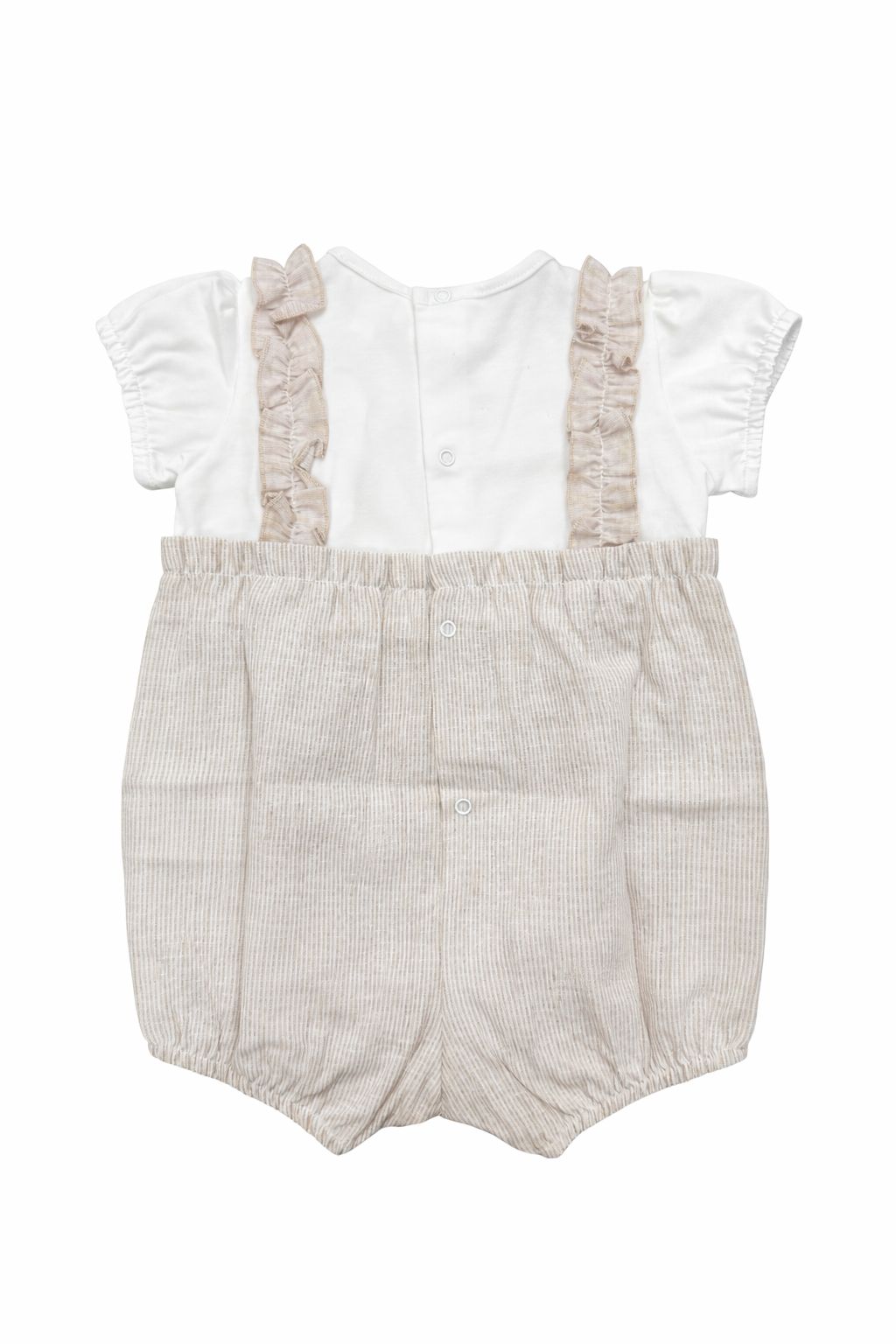 PAGLIACCETTO A RIGHE BEIGE CON BRETELLE