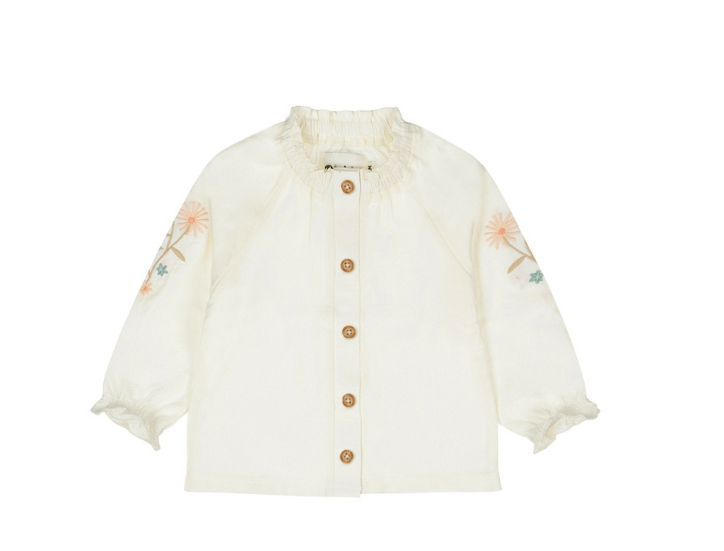 BLUSA LATTE CON FIORI RICAMATI