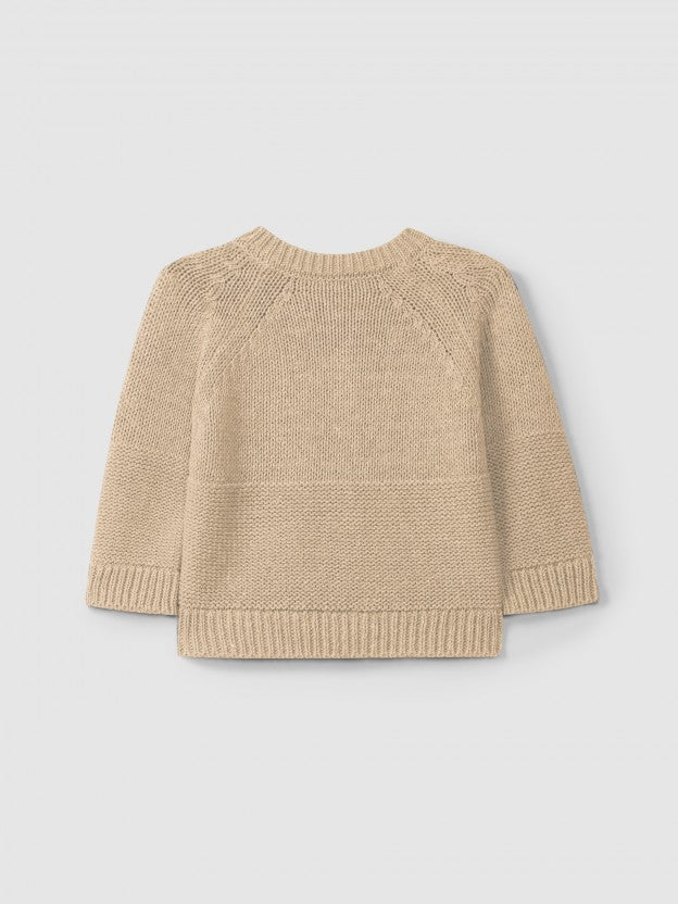 CARDIGAN GIROCOLLO IN MAGLIA BEIGE