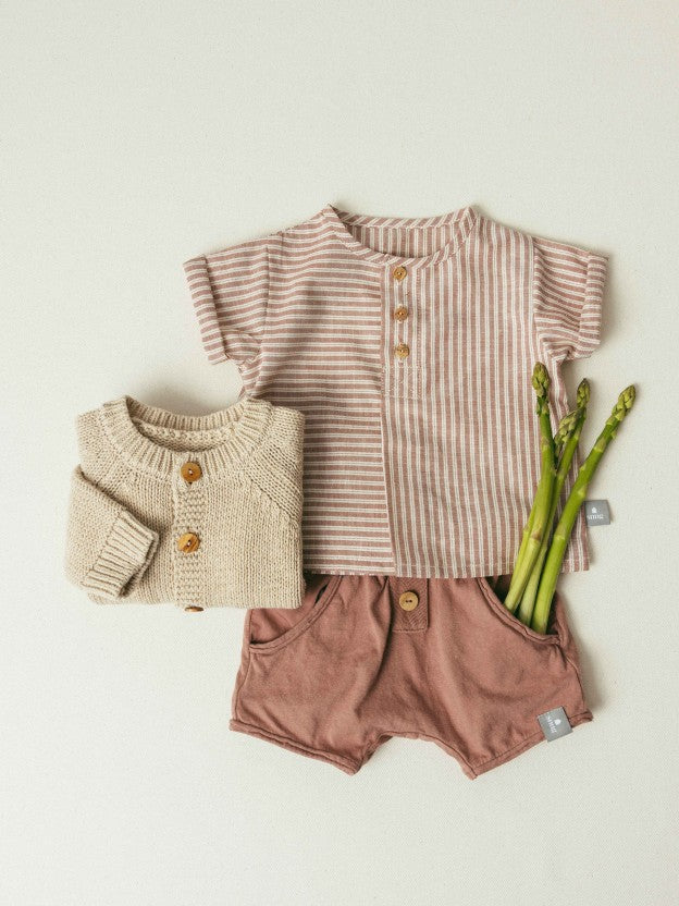 CARDIGAN GIROCOLLO IN MAGLIA BEIGE