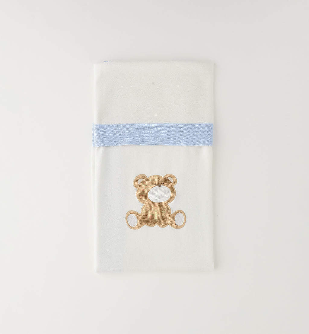 COPERTA IN MAGLIA TEDDY CIELO