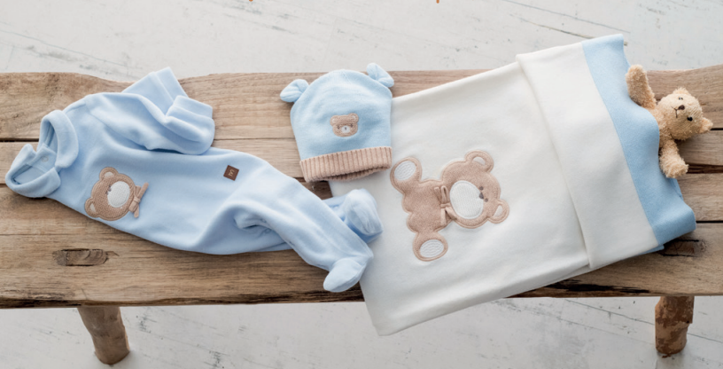 COPERTA IN MAGLIA TEDDY CIELO
