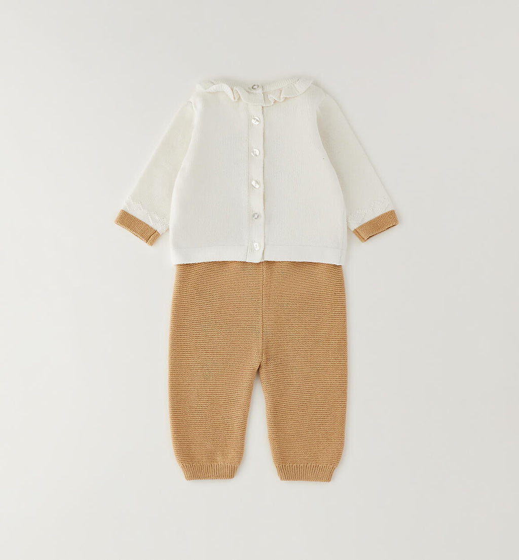 COMPLETINO IN MAGLIA TEDDY PANNA/ROSA