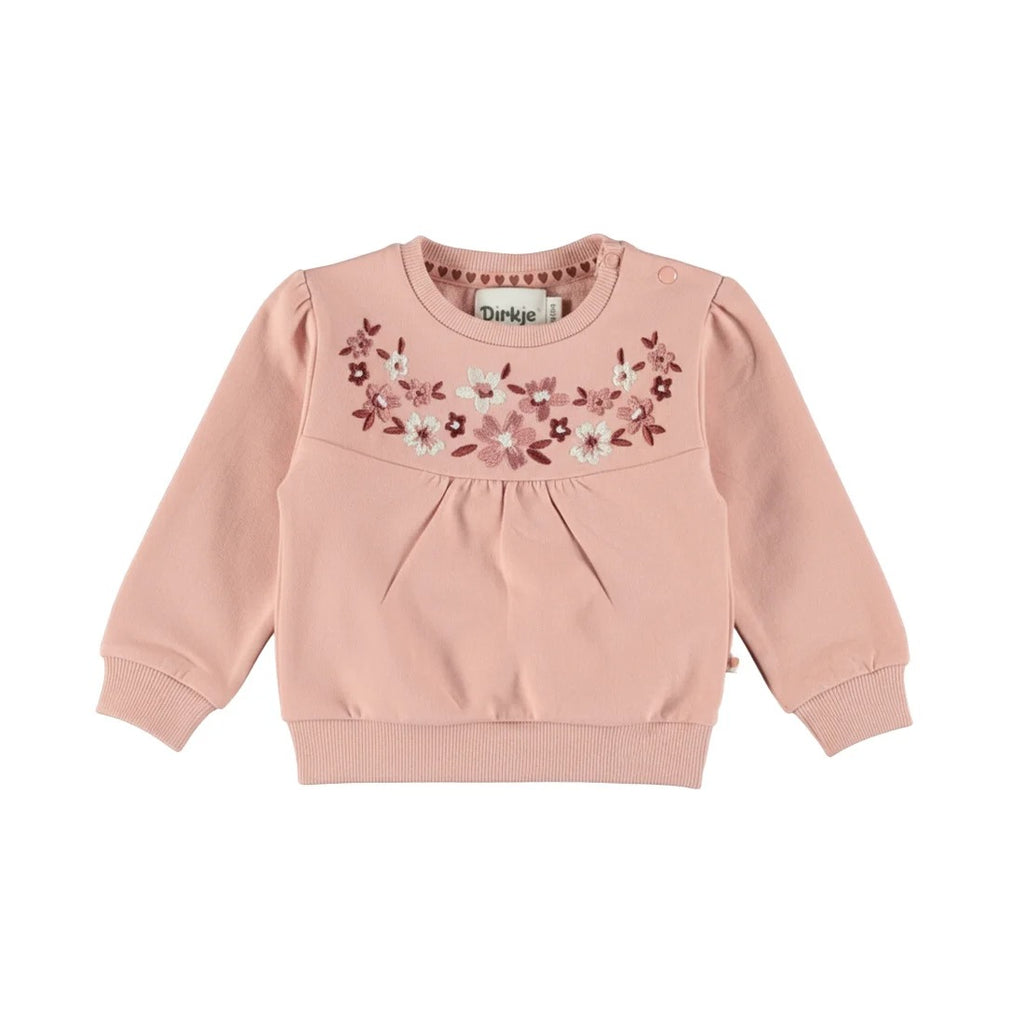 FELPA OLD ROSE CON FIORI