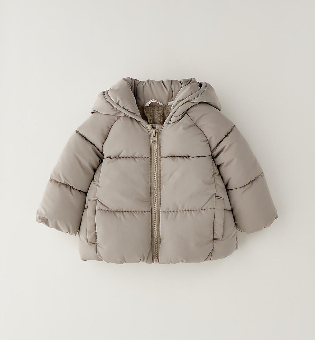 GIUBBOTTINO IMBOTTITO BEIGE CON CAPPUCCIO