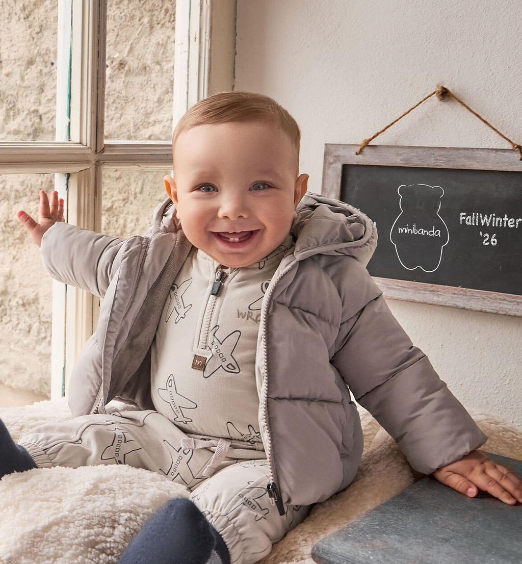 GIUBBOTTINO IMBOTTITO BEIGE CON CAPPUCCIO