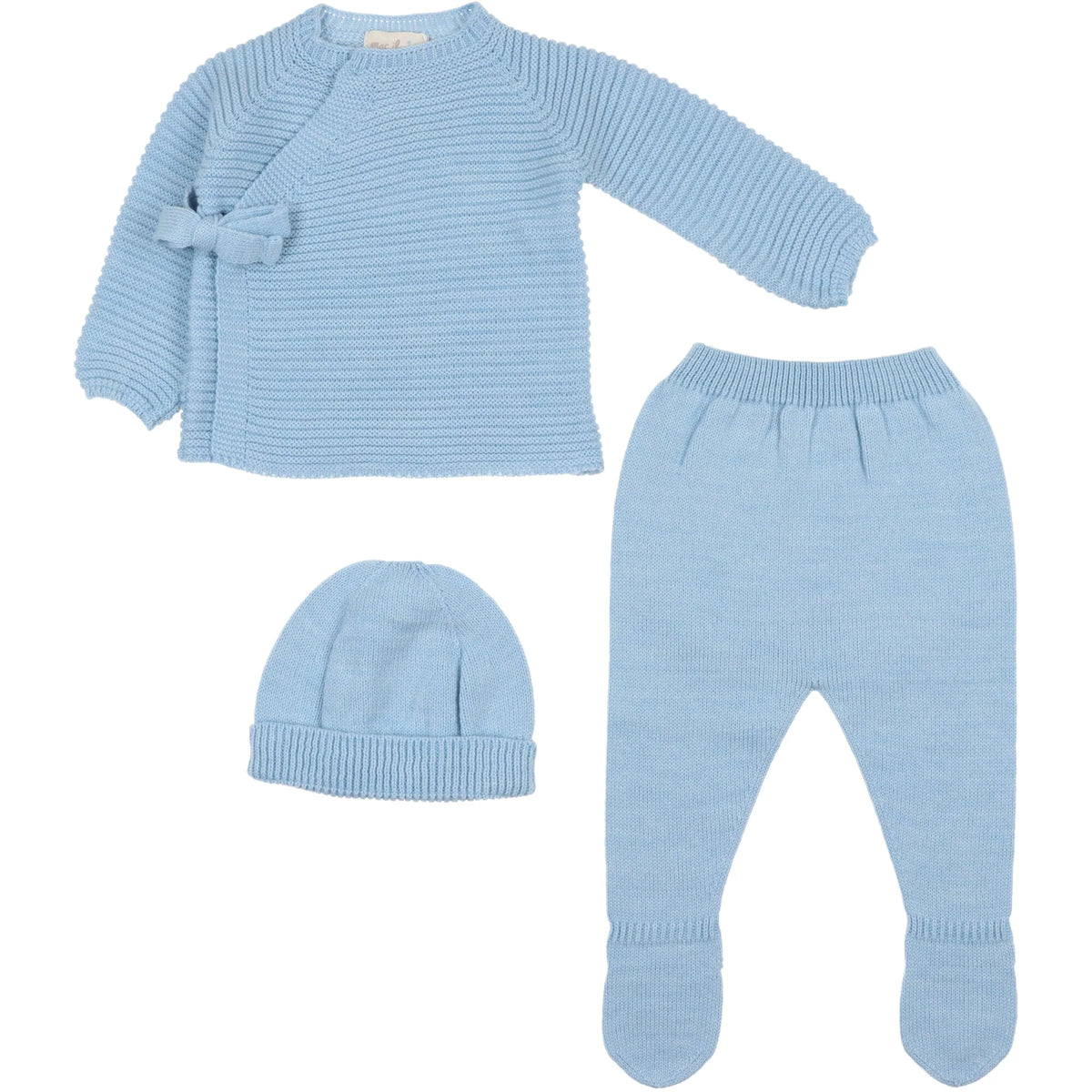 COORDINATO NASCITA IN MAGLIA CON CAPPELLINO