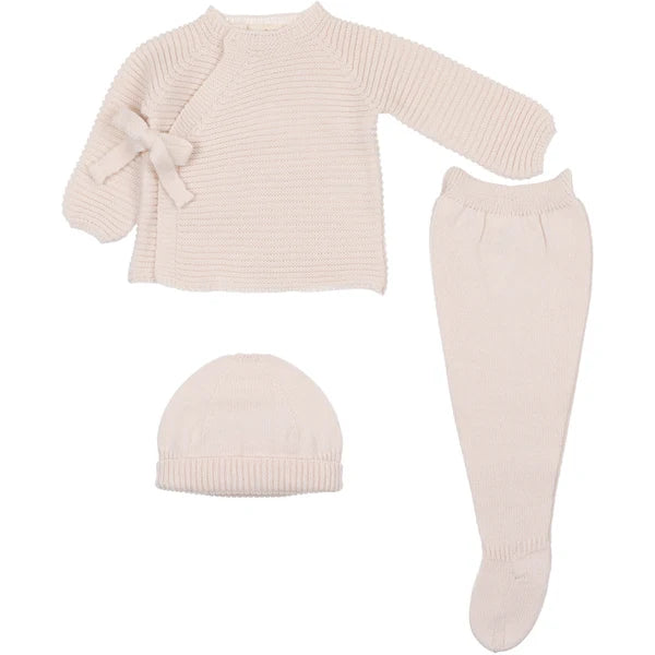 COORDINATO NASCITA IN MAGLIA CON CAPPELLINO