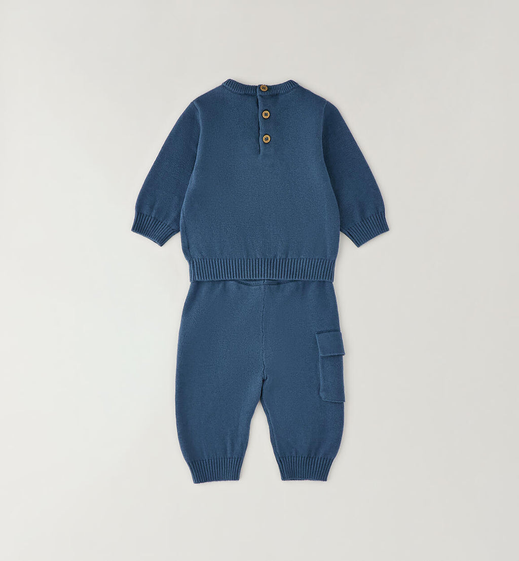 COMPLETO IN TRICOT PETROLIO