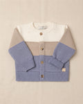 CARDIGAN IN MAGLIA A RIGHE BEIGE/CIELO