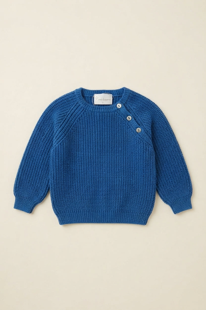 MAGLIONCINO A COSTA INGLESE IN LANA MERINO BLUETTE
