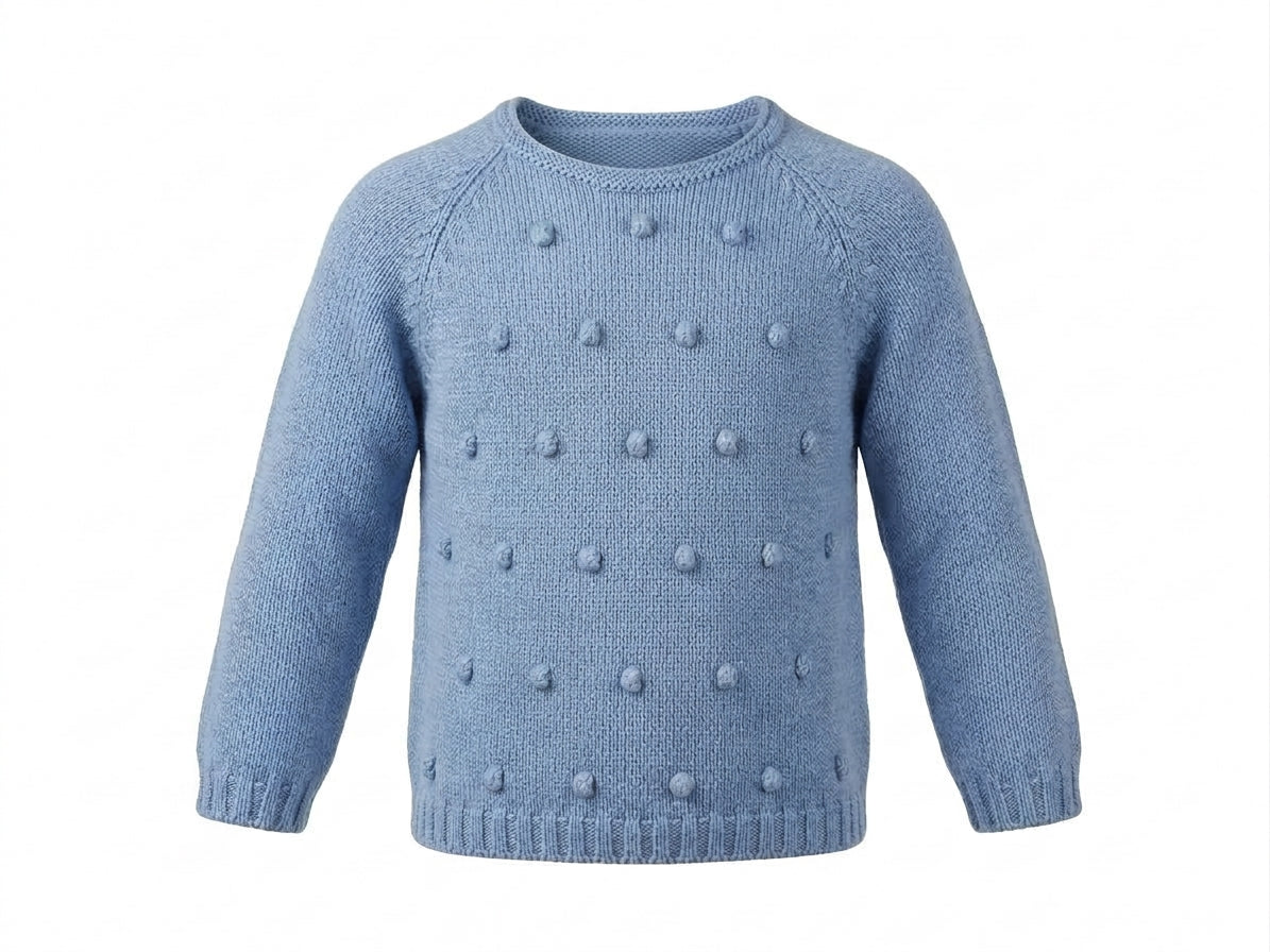 MAGLIONCINO IN LANA MERINO NOCCIOLINE AZZURRO
