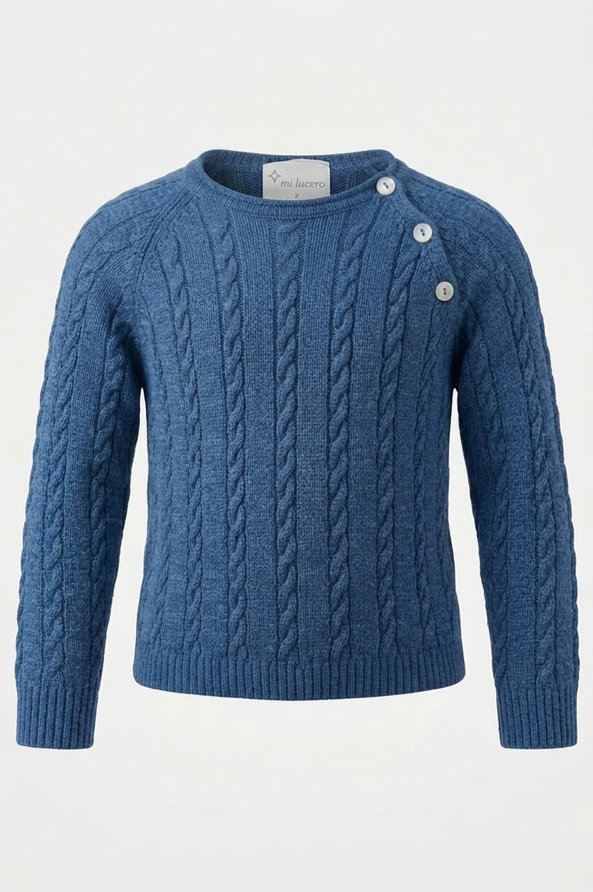 MAGLIONCINO BLUETTE A TRECCE IN PURA LANA MERINO