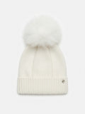 CAPPELLO BIANCO MISTO CASHMERE CON POMPON F.