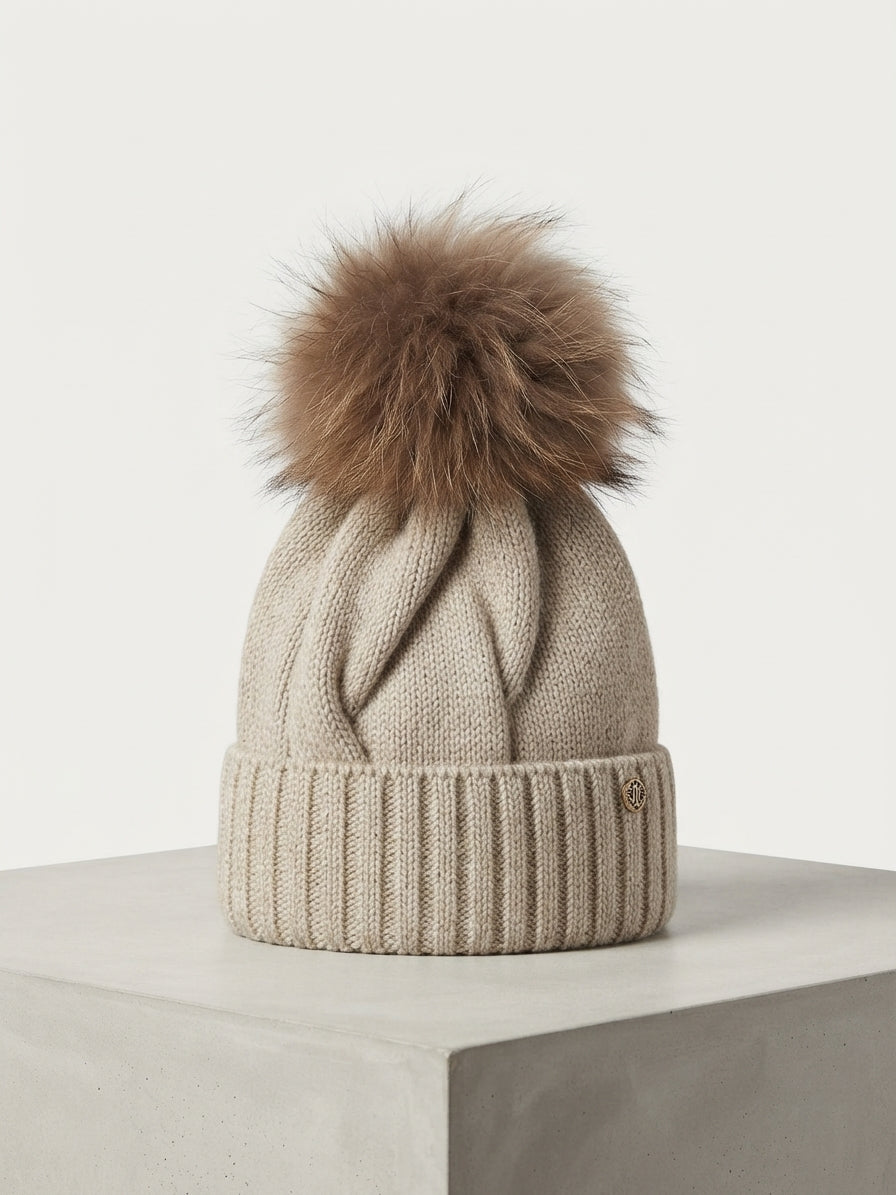 CAPPELLO SPAGO IN LANA CON POMPON M.